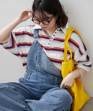 NICE CLAUP / OLIVE des OLIVE OUTLET(ナイスクラップ  / オリーブ デ オリーブ アウトレット) 【NUNIFE】マルチボーダーポロトップス　ユニセックス