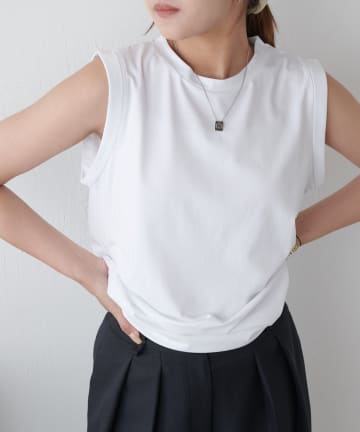 Lui's(ルイス) 袖ロールノースリーブプルオーバー