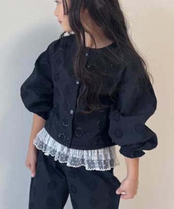 CIAOPANIC TYPY(チャオパニックティピー) 【KIDS】【India】カットワークレースクロップド丈カーデ