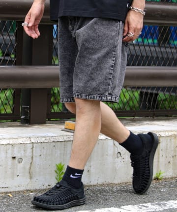 【GLOSTER】イージーデニムショーツ／USEDライク ハーフパンツ