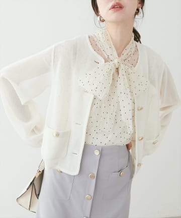 NICE CLAUP / OLIVE des OLIVE OUTLET(ナイスクラップ  / オリーブ デ オリーブ アウトレット) 【natural couture】ラッセルノーカラー羽織ジャケット
