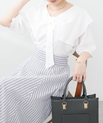 NICE CLAUP / OLIVE des OLIVE OUTLET(ナイスクラップ  / オリーブ デ オリーブ アウトレット) 【natural couture】マルチWAYBIGカラーリボンブラウス