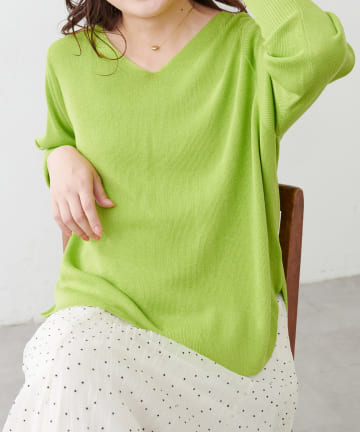 NICE CLAUP / OLIVE des OLIVE OUTLET(ナイスクラップ  / オリーブ デ オリーブ アウトレット) 【natural couture】麻タッチv開きニット