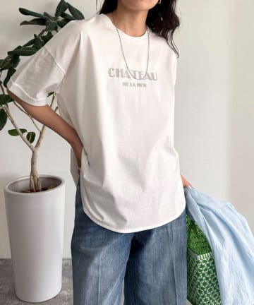 FREDY & GLOSTER(フレディ アンド グロスター) シルケット袖口 ロール5分袖ロゴTシャツ