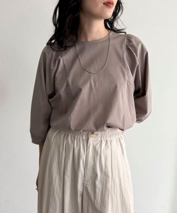 FREDY & GLOSTER(フレディ アンド グロスター) シルケット袖ギャザーカットソーブラウス