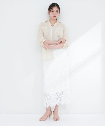 natural couture(ナチュラルクチュール) 【WEB限定】スクエアパネルレーススカート