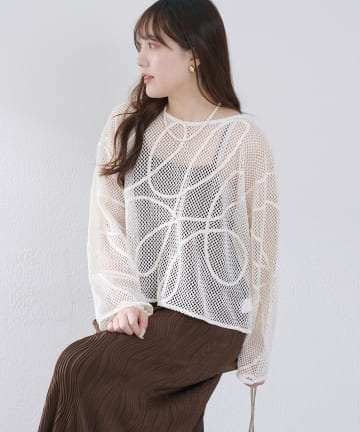 メッシュコード刺繍プルオーバー