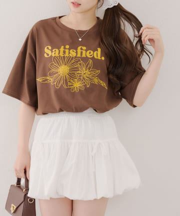 NICE CLAUP / OLIVE des OLIVE OUTLET(ナイスクラップ  / オリーブ デ オリーブ アウトレット) 【RMAF】フラワー刺繍Tシャツ