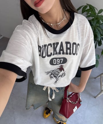 CIAOPANIC(チャオパニック) アソートプリントリンガーTシャツ