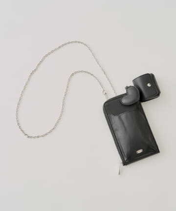 OUTLET(アウトレット) 【Chico】ハートモチーフチャーム付きスマホポーチ
