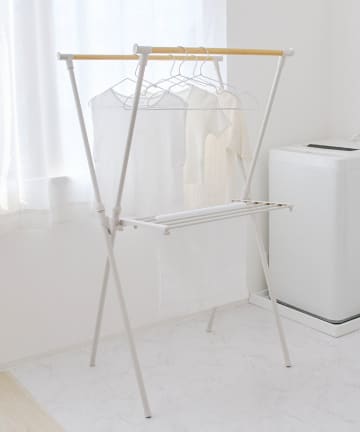 salut!(サリュ) 伸縮ランドリースタンドX型／Natural Laundry