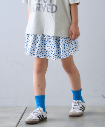 CIAOPANIC TYPY(チャオパニックティピー) 【KIDS】ムジ花柄ティアードスコート