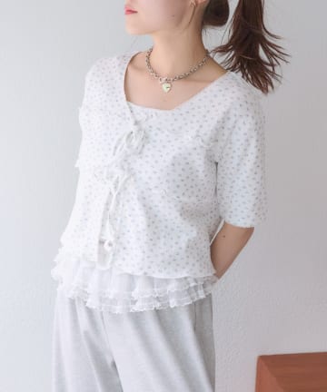 w closet(ダブルクローゼット) 【セットアイテム/3色展開】フラワーカーディガン＋キャミSET