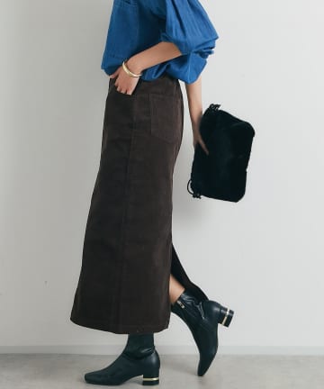 un dix cors(アンディコール) 《着回し力抜群》コーデュロイナロースカート
