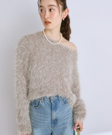 La boutique BonBon(ラブティックボンボン) 【最強モテニット】フェザーヤーンラメニット