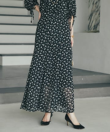 【セットアップ可】単色小花プリントマーメイドスカート