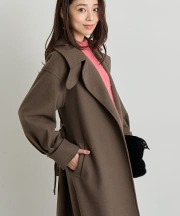 un dix cors(アンディコール) 《羽織るだけでこなれ感》フェイクウールライトジャージーロングコート