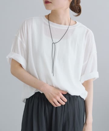PUAL CE CIN(ピュアルセシン) コットンナイロンシアーオーバーTシャツ