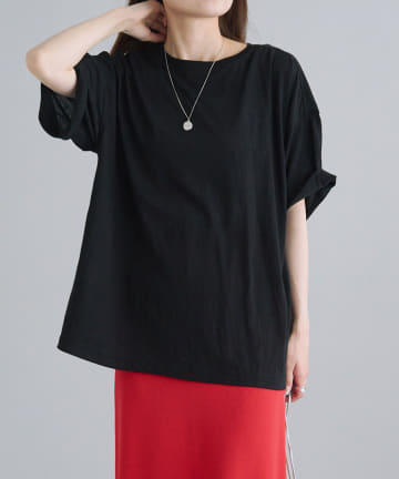 PUAL CE CIN(ピュアルセシン) コットンナイロンシアーオーバーTシャツ