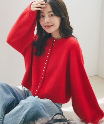 La boutique BonBon(ラブティックボンボン) 【名品アップデート・最強愛され】ヘアリーウール前後２WAYカーディガン