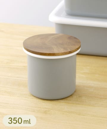 3COINS(スリーコインズ) アカシア蓋ホーローキャニスター：S（350ml）