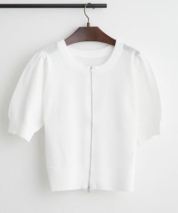 NICE CLAUP / OLIVE des OLIVE OUTLET(ナイスクラップ  / オリーブ デ オリーブ アウトレット) 【RMAF】透かし編みWZIPカーディガン