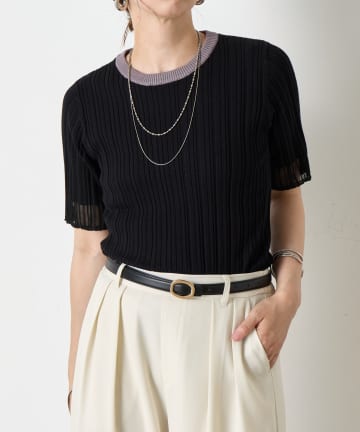 Jena　espace merveilleux(ジェナ　エスパスメルヴェイユ) 袖シアーリブニット