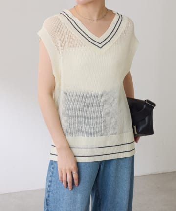 COLLAGE GALLARDAGALANTE(コラージュ ガリャルダガランテ) 【ロングシーズン着れる】メッシュチルデンベスト