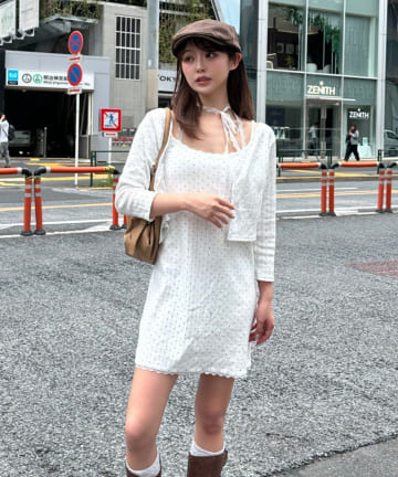 RAY CASSIN(レイカズン) 【パット付き】キャミミニワンピショートカーデSET