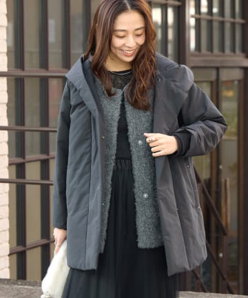 un dix cors(アンディコール) 《上品スッキリ見え◎》マットランブラークロスロングダウンコート