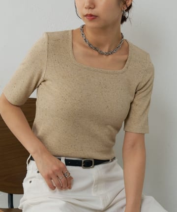 COLONY 2139(コロニー トゥーワンスリーナイン) ネップテレコスクエア5分袖プルオーバー