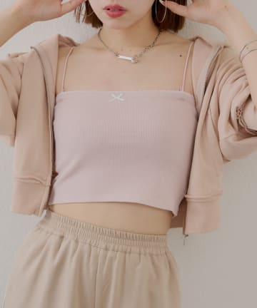 OUTLET(アウトレット) 【Chico】取り外しキャミストラップリブベアトップ