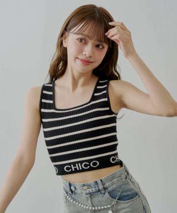 Chico(チコ) 【WEB限定/REVIVAL】裾ロゴクロップドタンクトップ