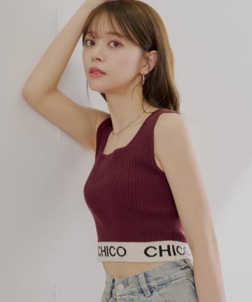 Chico(チコ) 【WEB限定/REVIVAL】裾ロゴクロップドタンクトップ