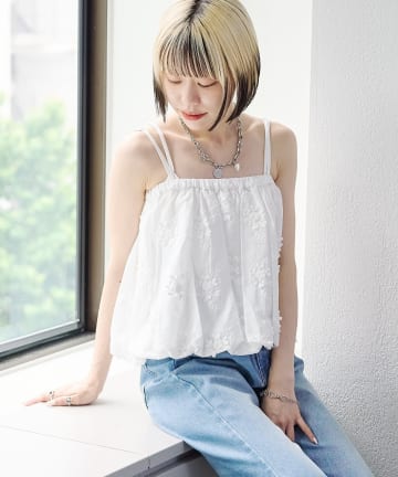 w closet(ダブルクローゼット) 【2WAY】レースバルーンキャミ