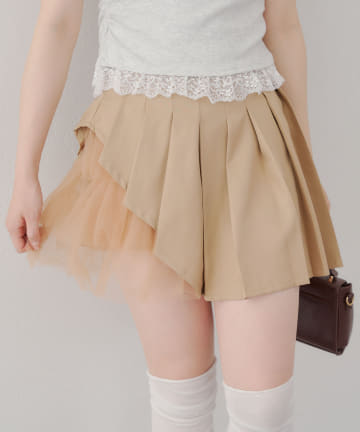 NICE CLAUP / OLIVE des OLIVE OUTLET(ナイスクラップ  / オリーブ デ オリーブ アウトレット) 【AP】チュール使いプリーツミニSK