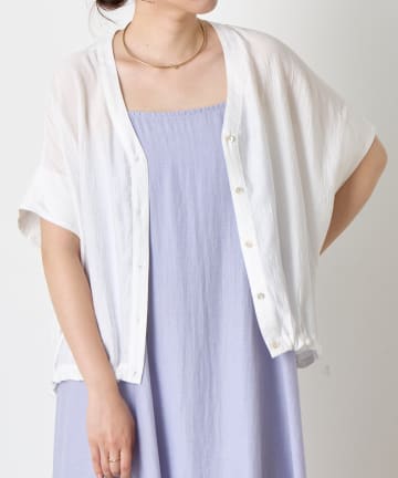 Jena　espace merveilleux(ジェナ　エスパスメルヴェイユ) 【スッキリ半袖Ⅴシャツ】裾ドロストダブルVシャツ