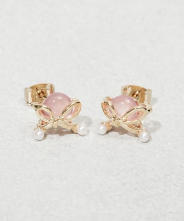 クリアカラーメタルリボンピアス