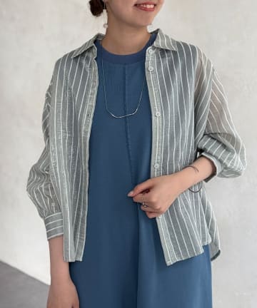 Chez toi(シェトワ) ラメストライプシャツ