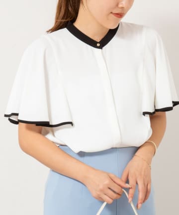 NOLLEY'S(ノーリーズ) バックサテンフレアスリーブブラウス