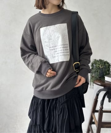 LOCUST(ローカスト) 【WEB限定】箔プリント裏毛スウェット