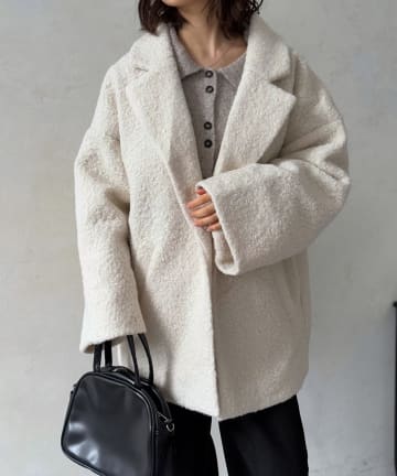 LOCUST(ローカスト) 【上品見え】フェイクウールコート