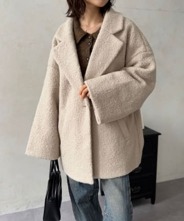 LOCUST(ローカスト) 【上品見え】フェイクウールコート