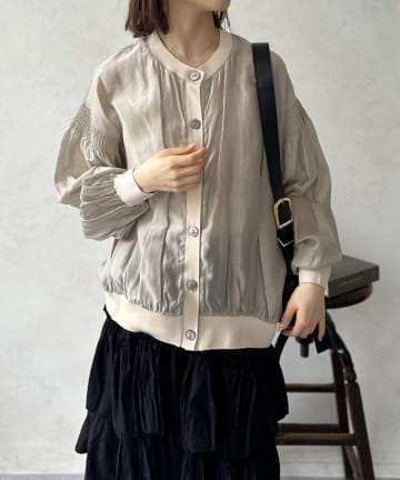 LOCUST(ローカスト) 【WEB限定】【高見え】シャーリングクルーカーディガン