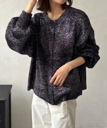 LOCUST(ローカスト) 【上品見え】ラメグリッターニットカーデ