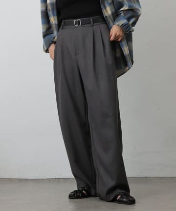 【セットアップ対応】ウールライクタックワイドパンツ