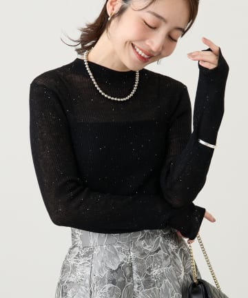 La boutique BonBon(ラブティックボンボン) シアースパンコールハイネックリブニット