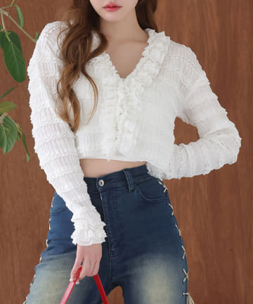 NICE CLAUP / OLIVE des OLIVE OUTLET(ナイスクラップ  / オリーブ デ オリーブ アウトレット) 【one after another】レースカーデ