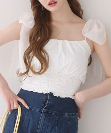 NICE CLAUP / OLIVE des OLIVE OUTLET(ナイスクラップ  / オリーブ デ オリーブ アウトレット) 【one after another】リボンキャミ