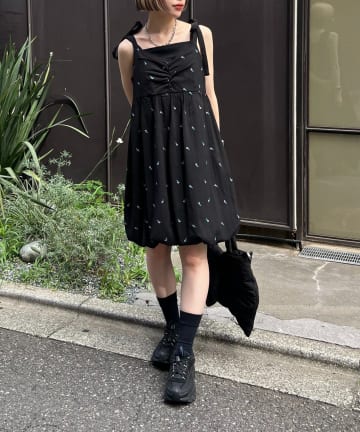 w closet(ダブルクローゼット) 【Your project Item♡】肩リボンバルーンキャミワンピース